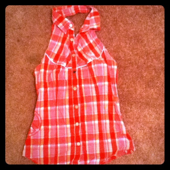 Pink plaid coogi halter top