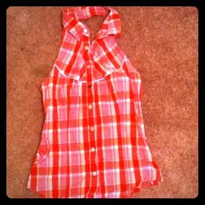 Pink plaid coogi halter top