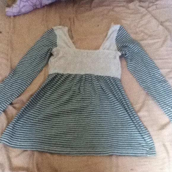 Tan green striped shirt