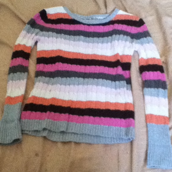 Whit brown pink orange striped sweater