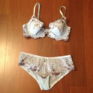 Brown & blue bra and panty set