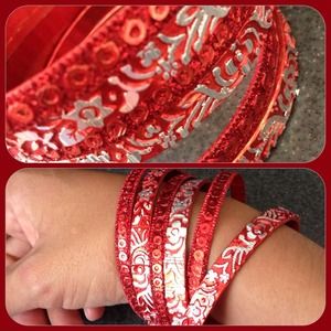 Red and Silver bangle bracelets India style