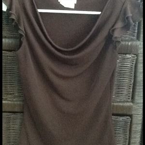 Brown ruffled sleeved top