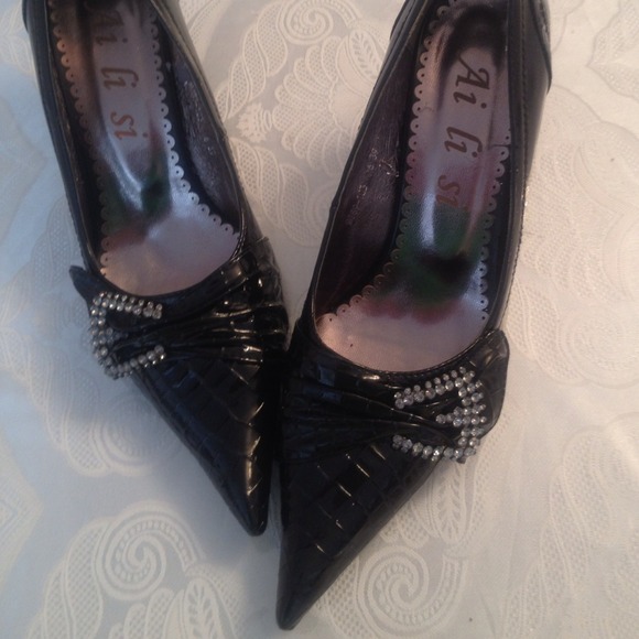 Black fancy party shoes.