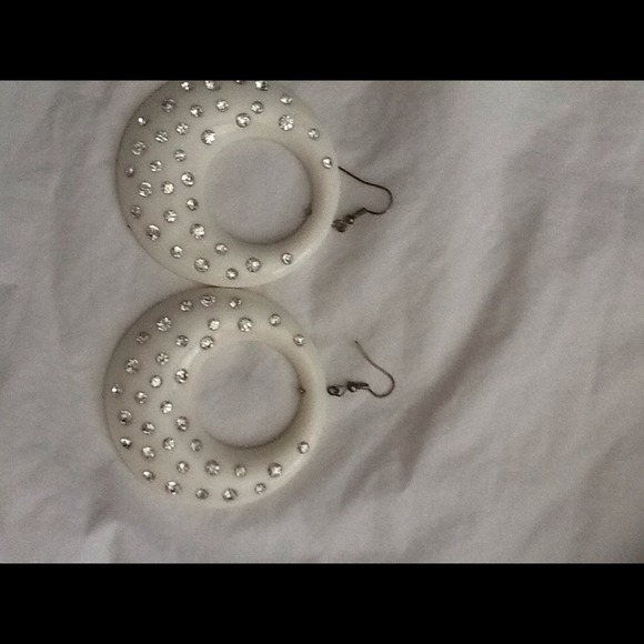 circle earrings with rhinestones