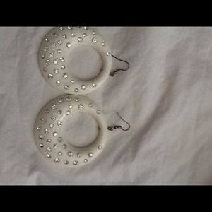 circle earrings with rhinestones