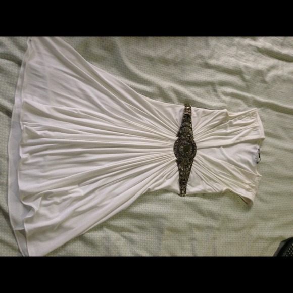 Sky brand white dress size small w/ jeweled band