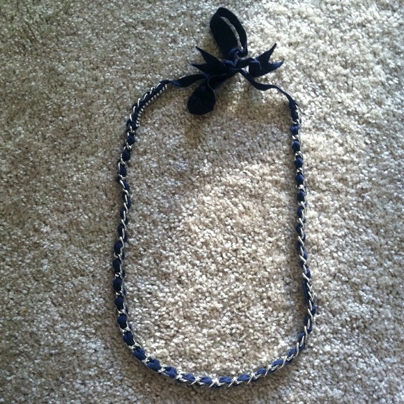 Juicy couture Navy ribbon silver chain necklace
