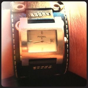 Fossil leather cuff watch