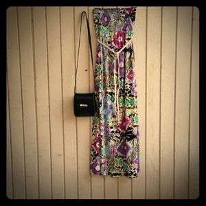 Printed strapless dress