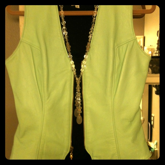 🍃Lime Green Leather Vest 🍃