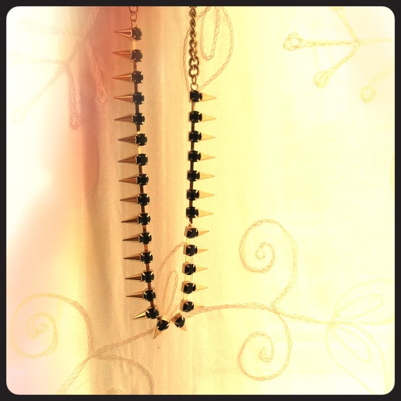 Black & Gold Bejeweled stud necklace