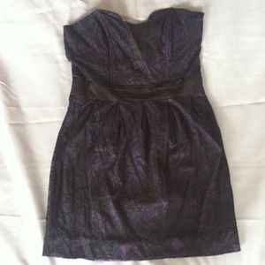 Purple & black lace strapless
