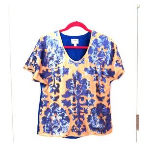 Gold and Royal Blue Sparkle shirt