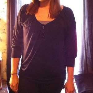 Black 3/4 length shirt with buttons