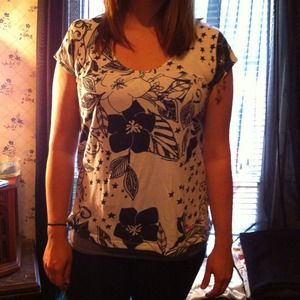 Floral Black and White Shirt