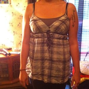 Checkered Blue and White Tank Top