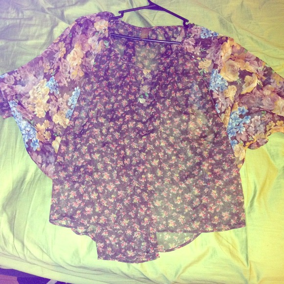 Sheer, floral top.