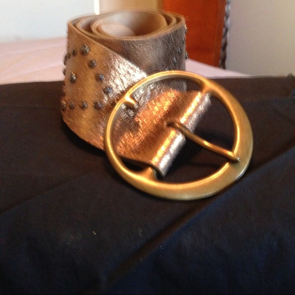 Gold Leather Wide Belt Italian