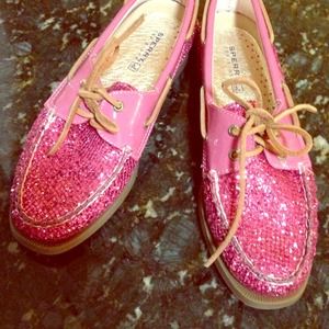 Glitter hot pink sperry's