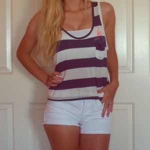 ☀Summer Sale☀Billabong White and Blue Striped Tank