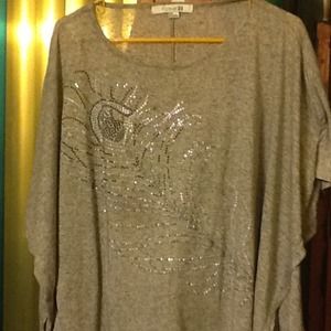 50% OFF.    STUDDED BATWING TOP