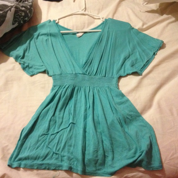Aqua color top.