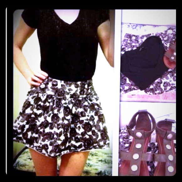 TRADE Black shirt and floral skirt