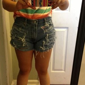 High waisted light colored shorts