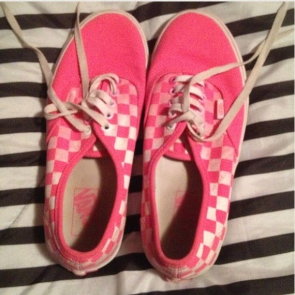 Neon pink & white checker vans