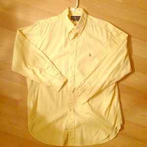 Mens Pastel Yellow Polo Ralph Lauren Button Down