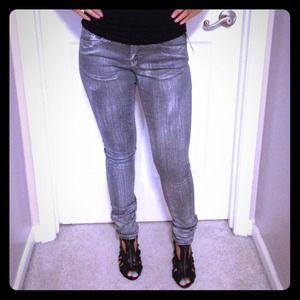 New Skinny waxy metallic silver denim!
