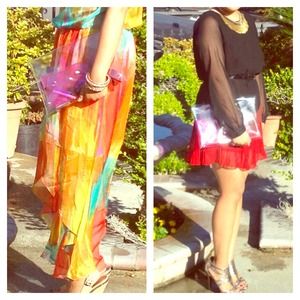 2 clutches- Clear Clutch and Mini Pink Clutch