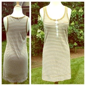 Striped olive cotton dress