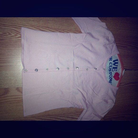 Pretty pink cardigan with bling bling buttons