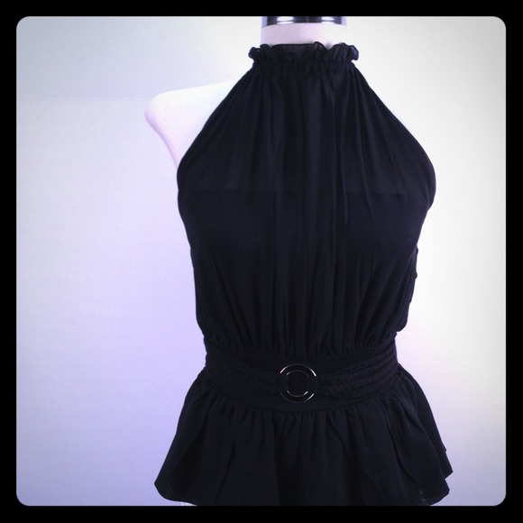 *REDUCED* Bebe black sheer top layer halter.