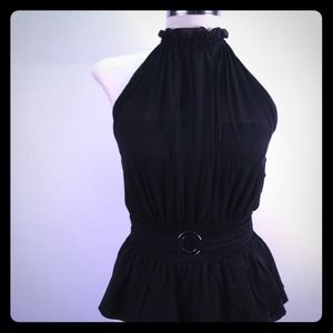 *REDUCED* Bebe black sheer top layer halter.