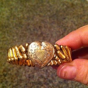 Antique gold watch band locket bracelet