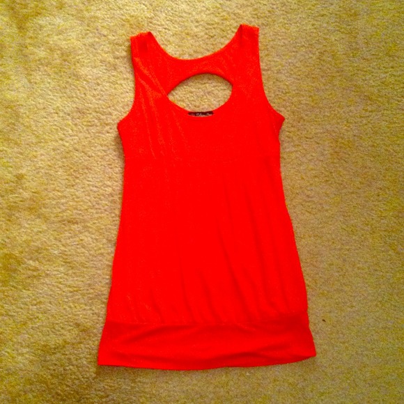 Juniors bright orange top