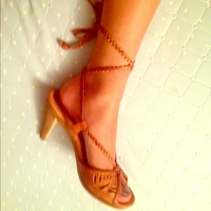 GIANNI BINI leather strap sandal heels