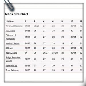 Jeans Size Chart Women S Us