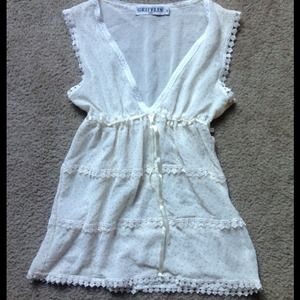 🌟TRADED🌟 Vintage Lace & Polka Dot Top