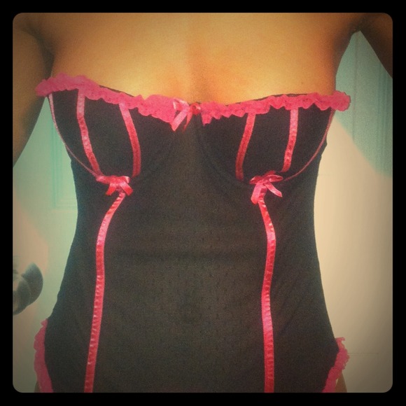 Pink and black corset