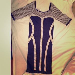 BeBe bandage dress dark gray and white