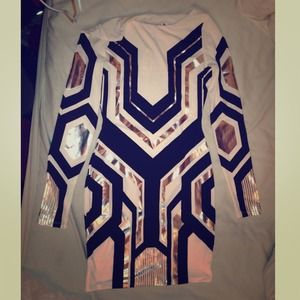 Glam to the max black white and silver dress. NWT