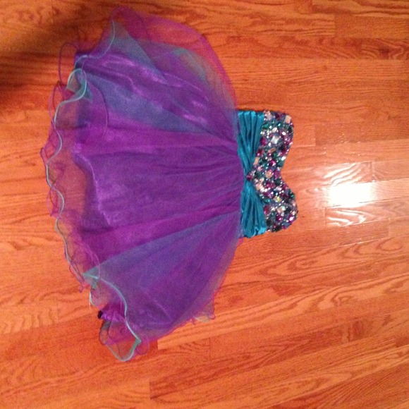 Purple/ blue sequins homecoming dress
