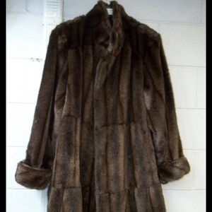 Faux fur brown mink coat