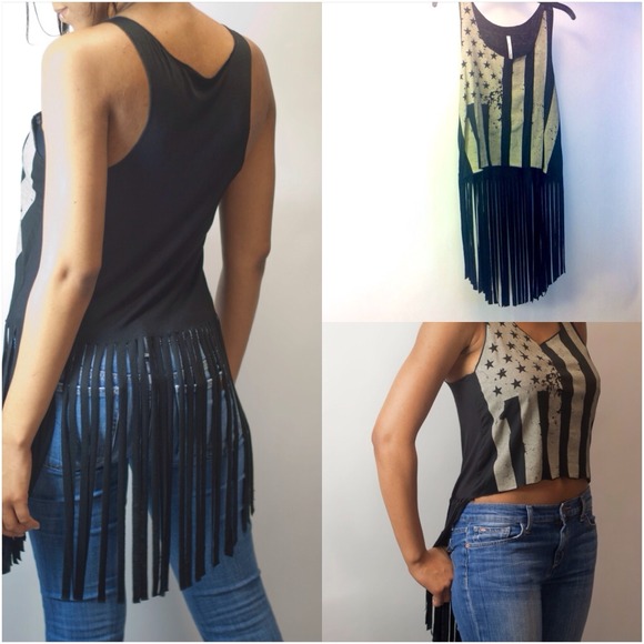 NEW American flag fringe tank