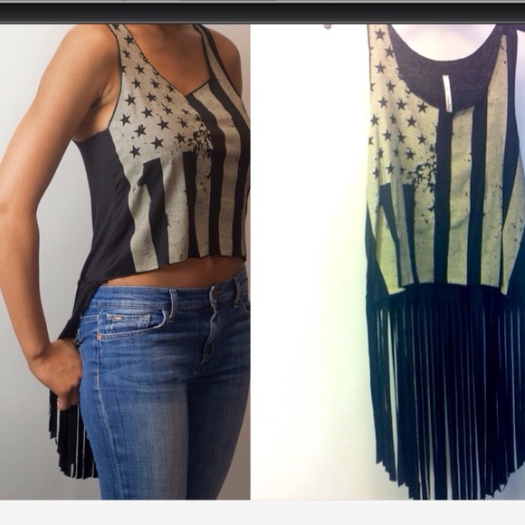 NEW American flag fringe tank