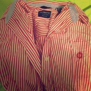 Red striped long sleeved Liz Claiborne shirt